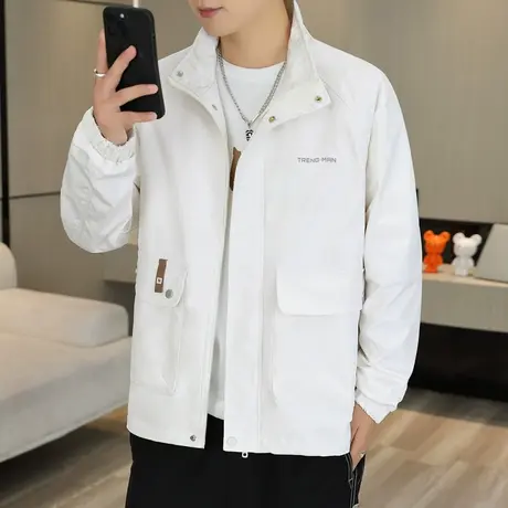 外套男士春秋季潮牌潮流时尚立领夹克2023新款青少年休闲百搭上衣商品大图