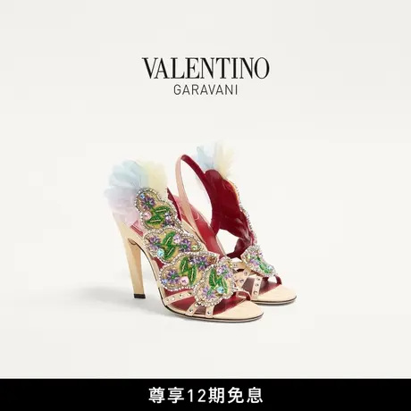 [秋冬新品]华伦天奴VALENTINO女士 DANS LE FOYER 刺绣高跟凉鞋商品大图