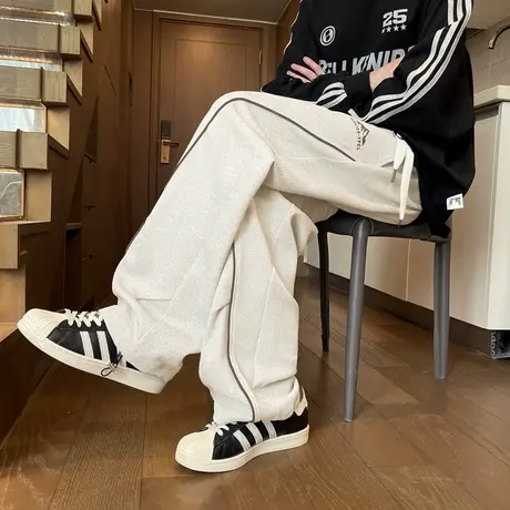 裤子男潮牌秋季2025新款宽松直筒休闲裤男潮流青少年阔腿运动长裤商品大图