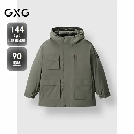 GXG男装 多口袋中长款羽绒服连帽羽绒外套保暖 24冬季品商品大图