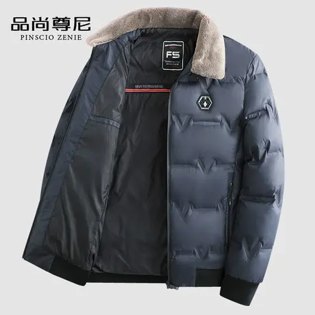 男士羽绒棉服2022新款简约翻领商务休闲加厚棉衣外套中老年爸爸装商品大图
