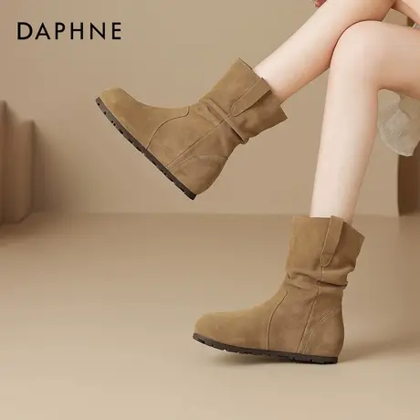 达芙妮美拉德勃肯短靴女2026新款秋平底堆堆靴内增高马丁靴瘦瘦靴图片