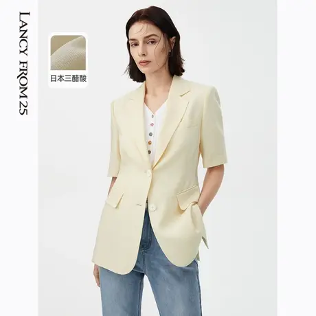 朗姿法式轻商务气质休闲通勤西装外套2022夏奥莱新款职业西服女图片