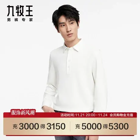 [商场同款]九牧王男装JT1C40117长袖T恤23春季新舒适POLO上衣SN图片