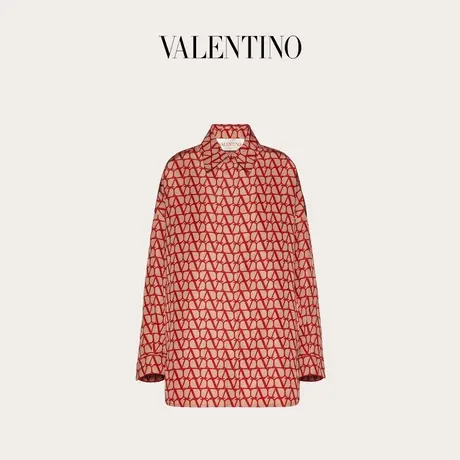 【季末优惠】华伦天奴VALENTINO女士V标志罗缎超大版型衬衣商品大图