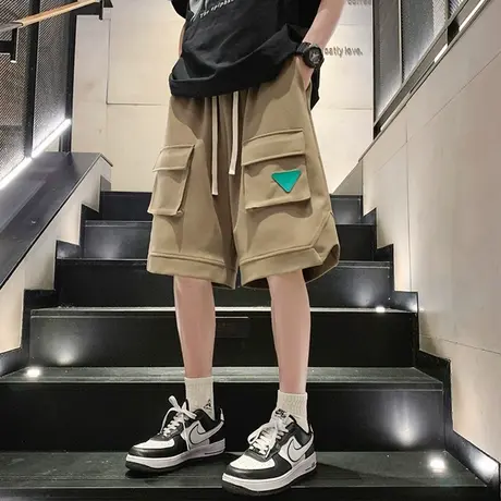 潮流工装短裤男夏季薄款美式复古高街ins潮牌宽松运动休闲五分裤5商品大图