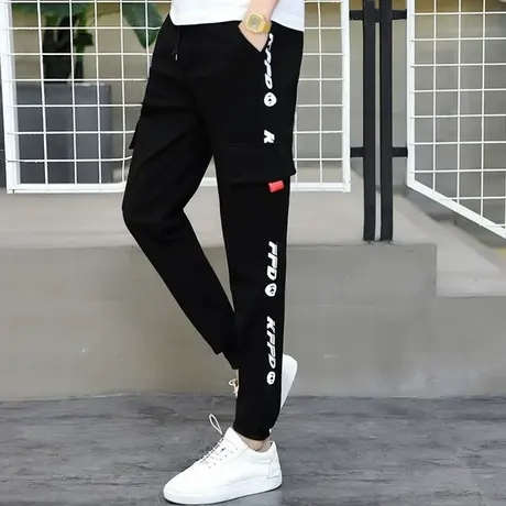 裤子男秋季薄款潮流休闲长裤青少年高中初中学生帅气大童男孩夏季商品大图