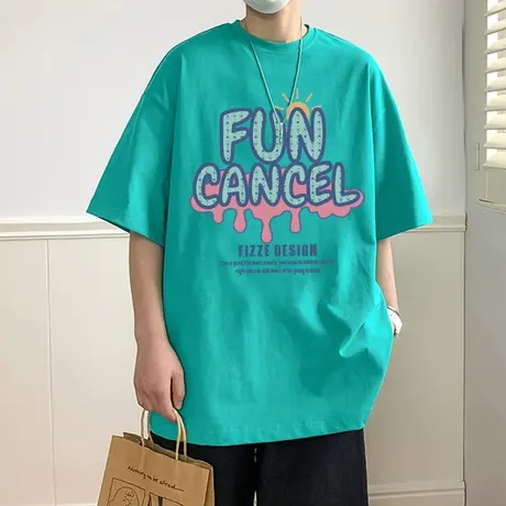 纯棉宽松短袖t恤男潮流涂鸦印花夏季薄款情侣高街vintage体恤打底商品大图