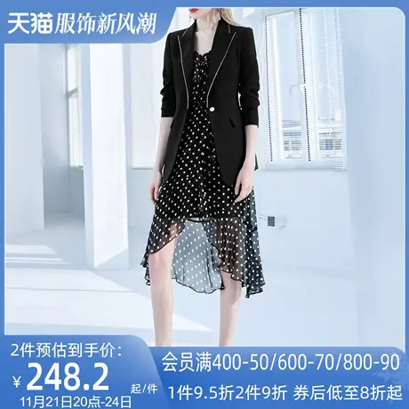 AUI黑色修身小西装外套女2023春秋新款欧洲站气质职业收腰西服图片