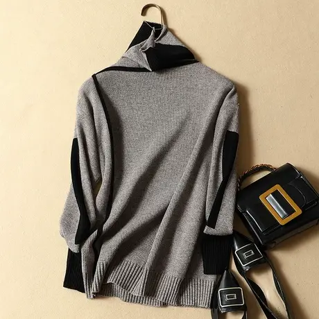 高领毛衣女秋冬宽松韩版套头打底衫女长袖2023秋冬新款针织衫潮商品大图
