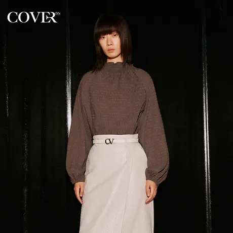 COVER冬季立领缎面肌理美拉德衬衫图片