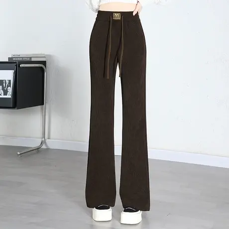 雪尼尔条绒长裤阔腿裤女秋冬2023新款高腰垂感显瘦通勤职业休闲裤商品大图