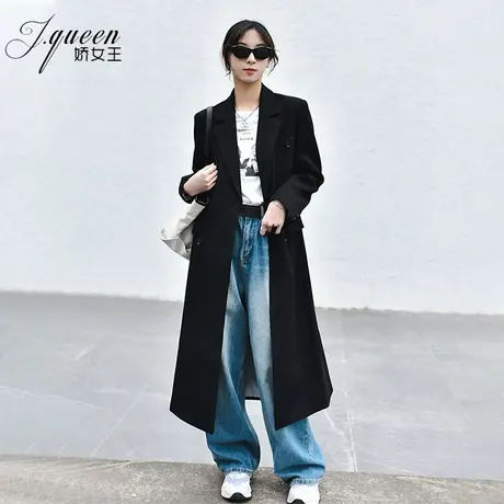 西装大衣女2024年春季新款气质休闲高级感长款双排扣垂感风衣外套图片