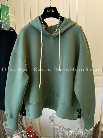 复古美式连帽卫衣今年流行上衣休闲慵懒风女装2023春秋季新款外套商品大图