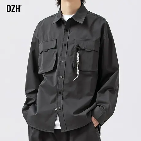 男士黑色衬衣外套男春秋款高级感痞帅衬衫男款潮牌休闲上衣长袖潮商品大图