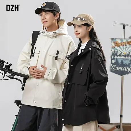 情侣套头冲锋衣男士登山服外套男款秋季2024新款工装夹克秋装上衣商品大图