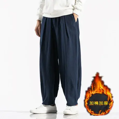 冬季棉裤中国风加厚休闲裤男大码宽松长裤保暖灯笼裤男装阔腿裤子图片
