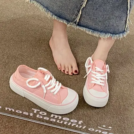 面包鞋厚底芒果头帆布鞋女ins超火百搭2024夏季新款学生休闲鞋潮商品大图