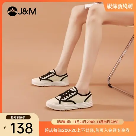 jm快乐玛丽2021夏季新款ins简约条纹板鞋平底休闲女透气帆布鞋图片