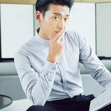 雀后新款黑色衬衫男长袖职业免烫灰衬衣工装商务工作服正装称衫商品大图