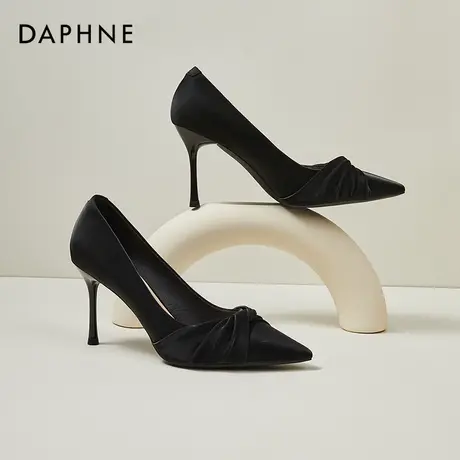 达芙妮黑色高级感高跟鞋女2022年新款夏季细跟旗袍配礼服单鞋2021商品大图