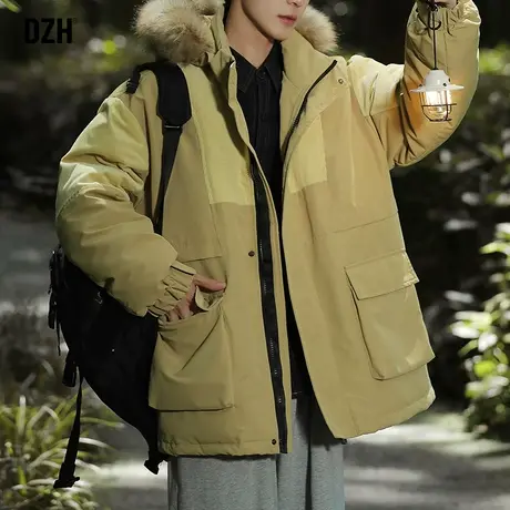 男士派克服工装棉服男冬季2024年新款户外冲锋衣连帽外套男款棉衣商品大图
