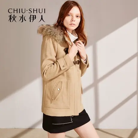 秋水伊人2020秋冬新款复古衣扣带帽针织大衣女FV858图片