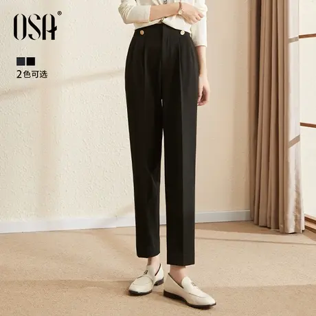 OSA欧莎加绒加厚高腰OL职业西装裤女秋冬2023新款休闲直筒烟管裤图片