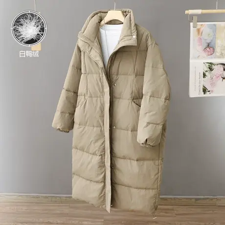 韩范显瘦羽绒服女宽松休闲白鸭绒外套长款过膝加厚冬季2024年新款商品大图