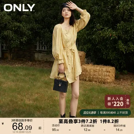 ONLY奥莱夏季格子收腰短泡泡袖小妖精裙连衣裙女图片
