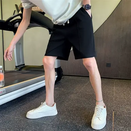 2023夏季休闲短裤潮流纯色简约设计感ins运动短裤潮男卫裤中裤商品大图