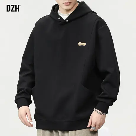 男士潮牌连帽卫衣男痞帅高级感2024年新款春季黑色上衣长袖打底衫商品大图