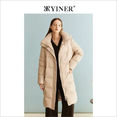 【聚暖白鹅绒】YINER音儿女装冬季中长款连帽羽绒服商品大图