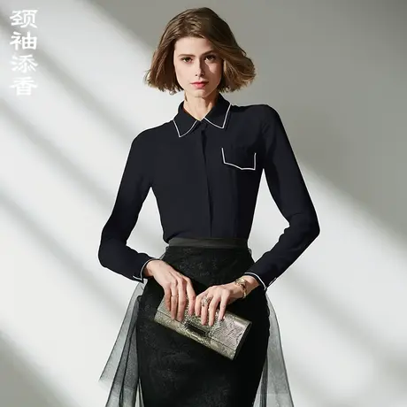 颈袖添香真丝衬衫女士长袖2024春夏装气质OL职业正装上衣修身衬衣商品大图