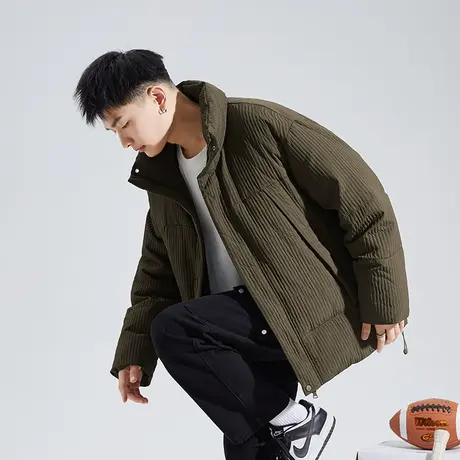 唐狮2024新款男款羽绒服立领面包服短款肌理感宽松加厚外套1.30图片