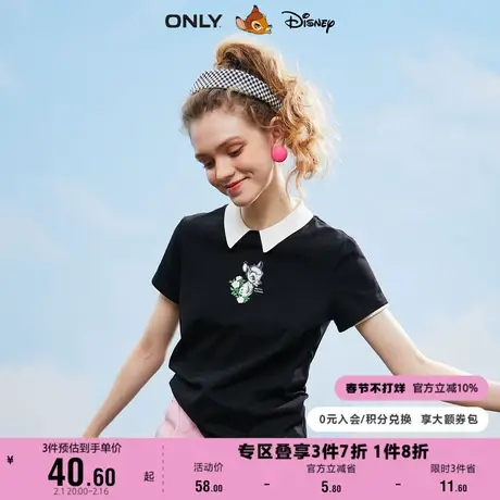 ONLY奥莱夏季迪士尼小鹿斑比联名印花简约T恤女图片