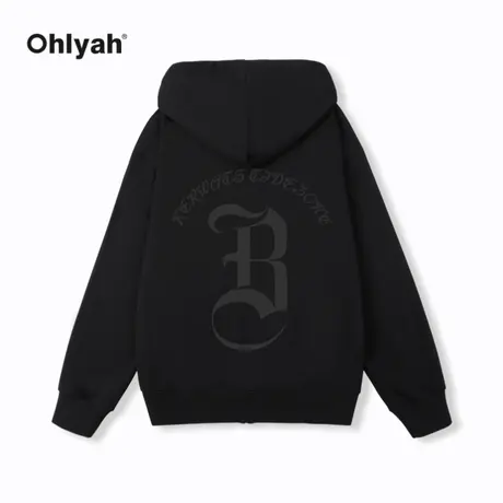 Ohlyah品牌潮牌秋季休闲拉链哥特印花帽衫青少年情侣外套男女同款商品大图