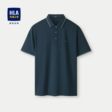 HLA/海澜之家含桑蚕丝POLO衫24春夏新款丝光凉感高周波印花短袖男图片