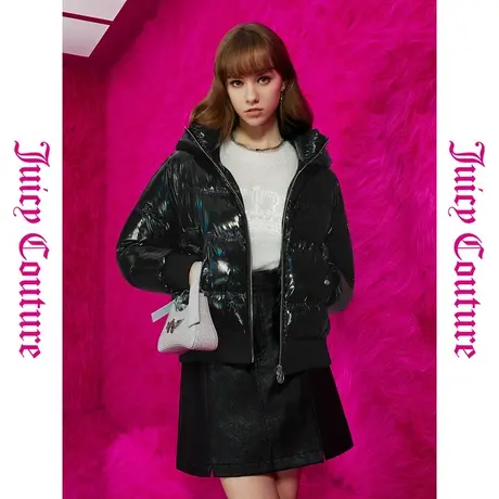 Juicy Couture橘滋女装新款上衣女外套五彩斑斓黑绣亮面女羽绒服商品大图