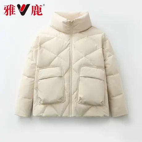 V/雅鹿2024年新款反季短款修身收腰显瘦时尚羽绒服立领短款外套图片