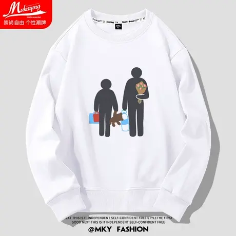 2023秋季小众设计感双人剪影圆领卫衣男秋季宽松大码套头衫长袖潮商品大图