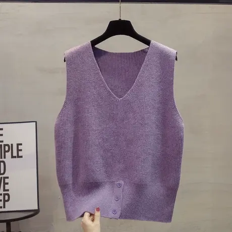 v领针织马甲背心女2023秋装新款宽松外穿马夹叠穿外搭毛衣坎肩潮商品大图