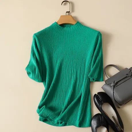 秋季2022新款针织打底衫莫代尔套头半高领中袖内搭韩版上衣毛衣女商品大图