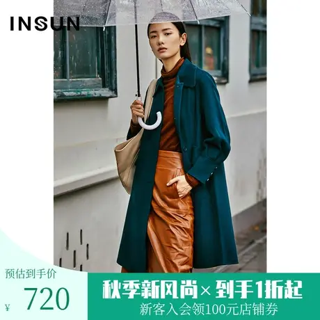 【奥莱专享】恩裳冬季双面呢大衣100支精纺羊毛中长款毛呢外套女图片