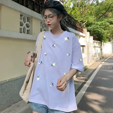 网红ins超火短袖t恤女2020夏季宽松韩版bf原宿风chic港味上衣服潮商品大图