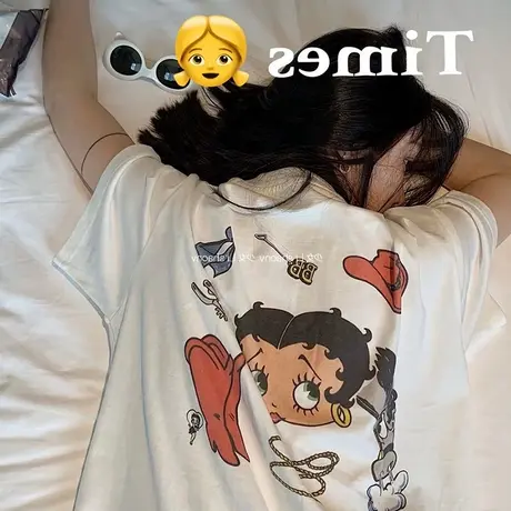 大码夏季短袖t恤女ins潮牌2022宽松韩版韩风chic港味半袖上衣体恤商品大图