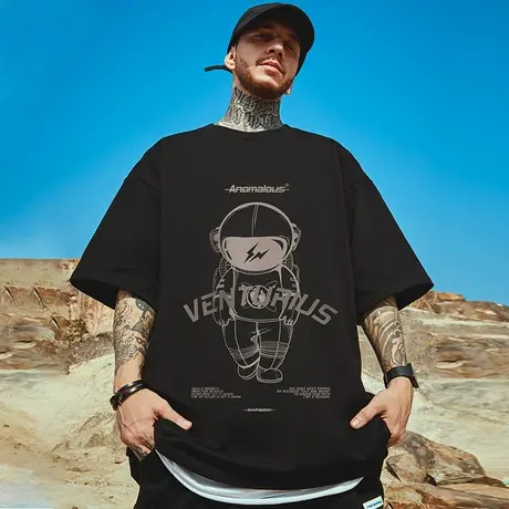 oversize美式高街潮牌大码胖子男装国潮宽松短袖T恤潮流ins半袖夏商品大图