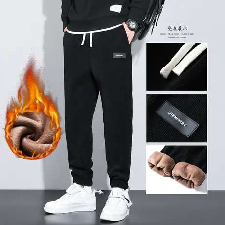 秋冬加厚男装博奥绒束脚休闲裤男士长裤子时尚运动裤宽松卫裤男裤图片