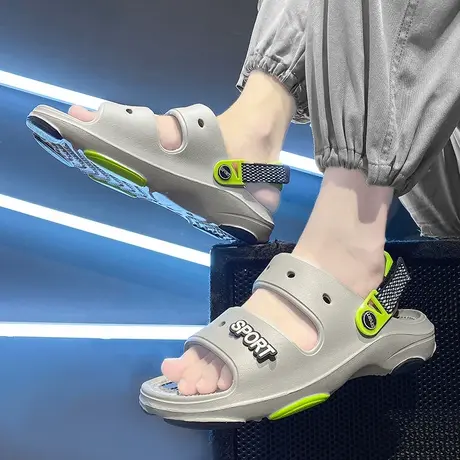 夏日时尚雨鞋透气胶鞋露趾软底厨房防滑鞋男式工地专用劳保防水鞋商品大图