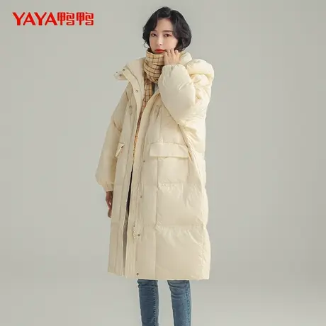 鸭鸭羽绒服女2023年秋冬新款中长款韩版宽松连帽时尚保暖外套H图片
